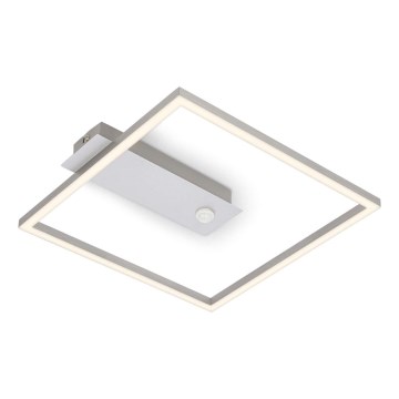 Briloner - LED таванно осветително тяло със сензор за движение и за здрач FRAME LED/14W/230V 3000K 30x32 см матиран хром