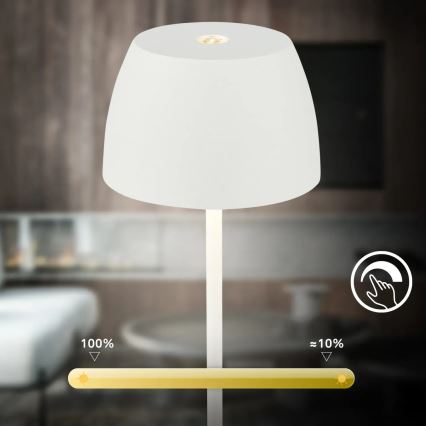 Briloner - LED димируема презареждаема сензорна настолна лампа за външна употреба MINI LED/2,5W/5V IP44 1800 mAh бяла