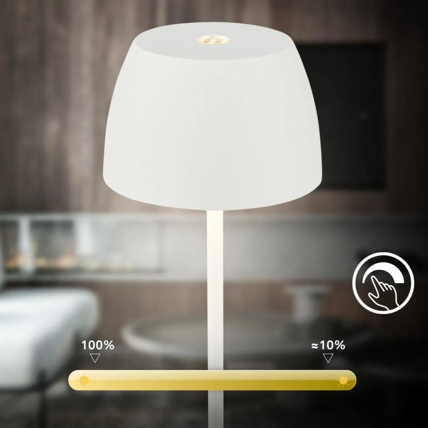 Briloner - LED димируема презареждаема сензорна настолна лампа за външна употреба MINI LED/2,5W/5V IP44 1800 mAh бяла