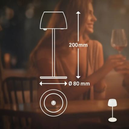 Briloner - LED димируема презареждаема сензорна настолна лампа за външна употреба MINI LED/2,5W/5V IP44 1800 mAh бяла