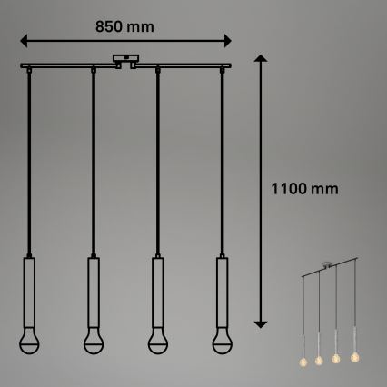 Briloner - Пендел LONGA 4xE27/60W/230V сребрист