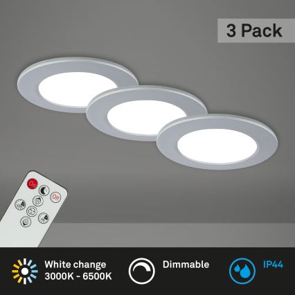 Briloner - К-кт 3x LED Димируема лампа за вграждане в баня LED/4,8W/230V 3000-6500K IP44 + дистанционно управление