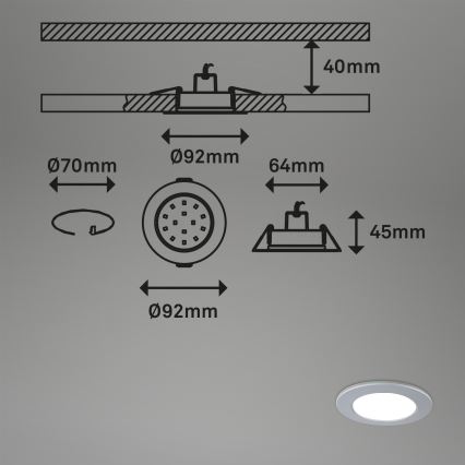 Briloner - К-кт 3x LED Димируема лампа за вграждане в баня LED/4,8W/230V 3000-6500K IP44 + дистанционно управление