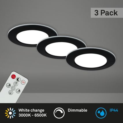 Briloner - К-кт 3x LED Димируема лампа за вграждане в баня LED/4,8W/230V 3000-6500K IP44 + дистанционно управление