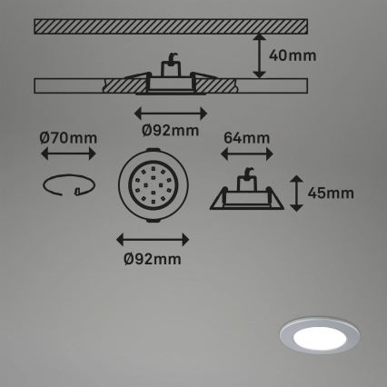 Briloner - К-кт 3x LED RGBW Димируема лампа за окачен таван на баня LED/4,8W/230V 3000-6500K IP65 + дистанционно управление