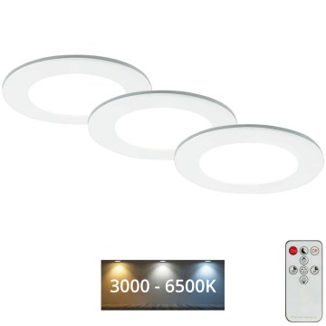 Briloner - К-кт 3x LED Димируема лампа за вграждане в баня LED/4,8W/230V 3000-6500K IP44 + дистанционно управление