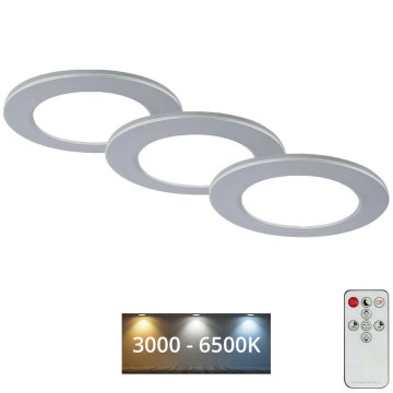 Briloner - К-кт 3x LED Димируема лампа за вграждане в баня LED/4,8W/230V 3000-6500K IP44 + дистанционно управление