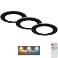 Briloner - К-кт 3x LED Димируема лампа за вграждане в баня LED/4,8W/230V 3000-6500K IP44 + дистанционно управление