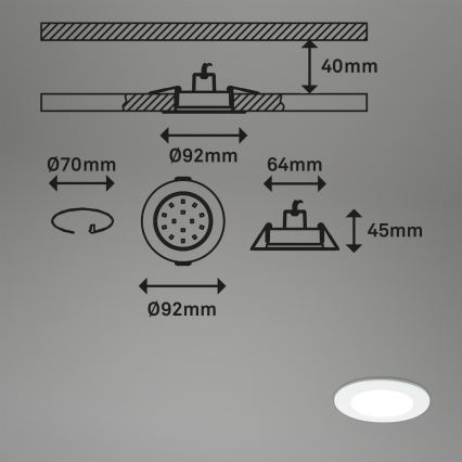 Briloner - К-кт 3x LED Димируема лампа за вграждане в баня LED/4,8W/230V 3000-6500K IP44 + дистанционно управление