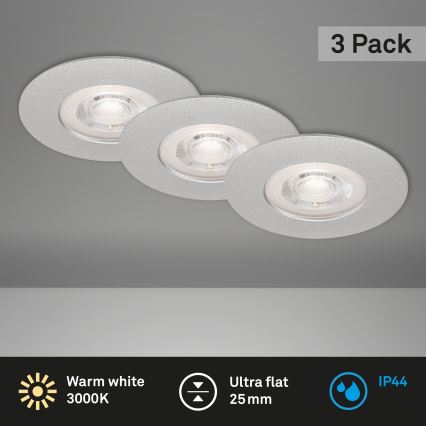 Briloner- К-кт 3x LED Лампа за вграждане в баня LED/4,9W/230V IP44 сребрист