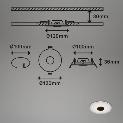 Briloner - К-кт 3x LED Лампа за вграждане в баня LED/6W/230V IP44 черен