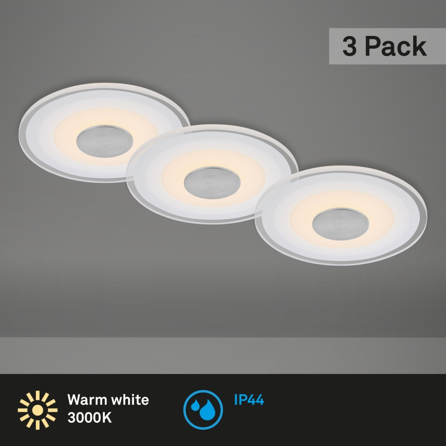 Briloner - К-кт 3x LED Лампа за вграждане в баня LED/6W/230V IP44 хром