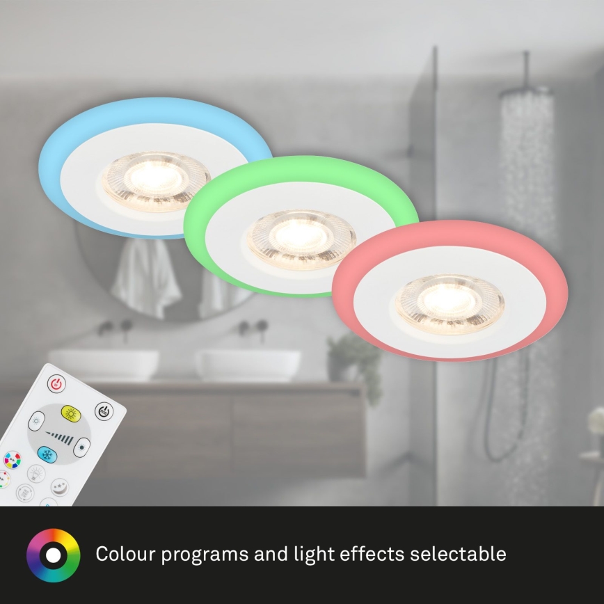 Briloner - К-кт 3x LED RGBW Димируема лампа за окачен таван на баня LED/5W/230V 3000-6500K IP44 + дистанционно управление