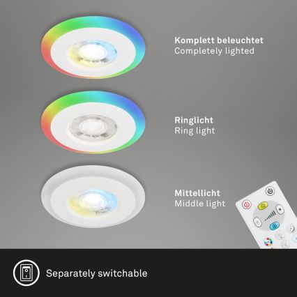 Briloner - К-кт 3x LED RGBW Димируема лампа за окачен таван на баня LED/5W/230V 3000-6500K IP44 + дистанционно управление