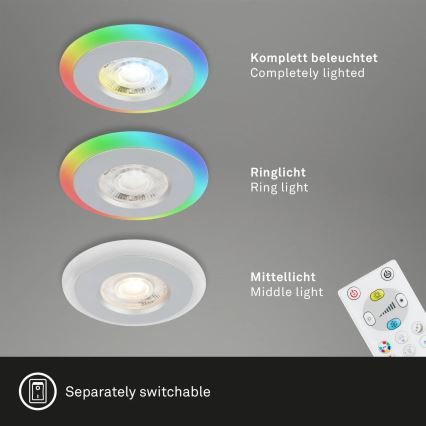 Briloner - К-кт 3x LED RGBW Димируема лампа за окачен таван на баня LED/5W/230V 3000-6500K IP44 + дистанционно управление