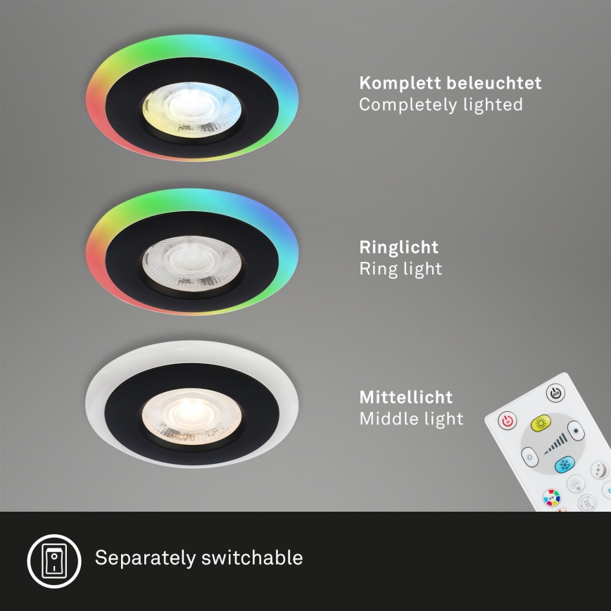 Briloner - К-кт 3x LED RGBW Димируема лампа за окачен таван на баня LED/5W/230V 3000-6500K IP44 + дистанционно управление