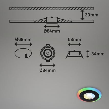 Briloner - К-кт 3x LED RGBW Димируема лампа за окачен таван на баня LED/5W/230V 3000-6500K IP44 + дистанционно управление