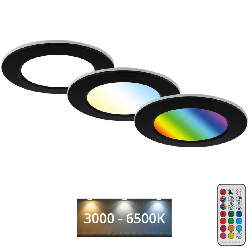 Briloner - К-кт 3x LED RGBW Димируема лампа за окачен таван на баня LED/4,8W/230V 3000-6500K IP65 + дистанционно управление