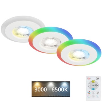Briloner - К-кт 3x LED RGBW Димируема лампа за окачен таван на баня LED/5W/230V 3000-6500K IP44 + дистанционно управление
