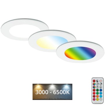 Briloner - К-кт 3x RGBW LED Димируема лампа за вграждане в баня LED/4,8W/230V 3000-6500K IP65 + дистанционно управление
