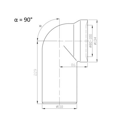 Bruckner - 90° свързващ елемент за тоалетна чиния 11 см бял