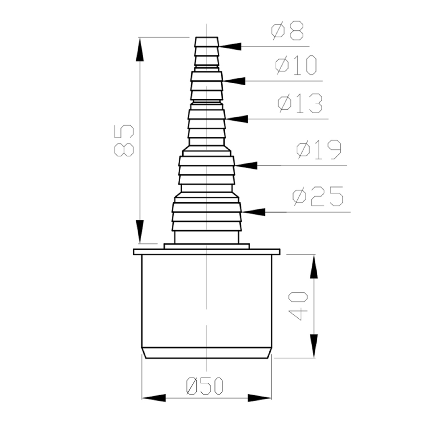 Bruckner - Накрайник за маркуч DN50 8-25 мм сив