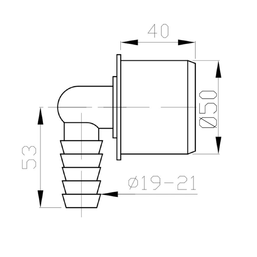 Bruckner - Накрайник за маркуч ъглов DN50 19-21 мм сив