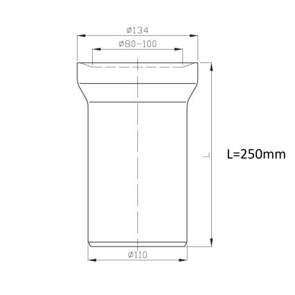 Bruckner - Прав съединител за тоалетна чиния 25 см бял