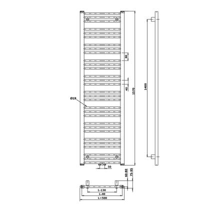 Bruckner - Радиатор за баня ALBRECHT 657W/230V 50x157 см матов черен