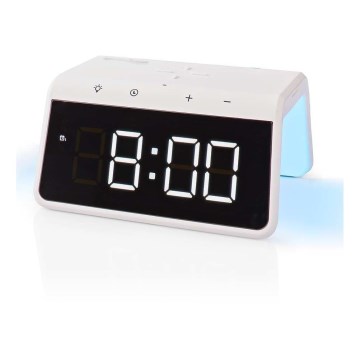 Будилник с LCD дисплей и безжично зарядно 15W/5V 1xCR2032 бял