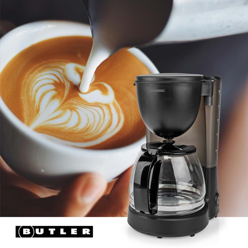 Butler - Филтърна кафемашина 1,25 л с функция за поддържане на температурата, 750 W/230 V, черна