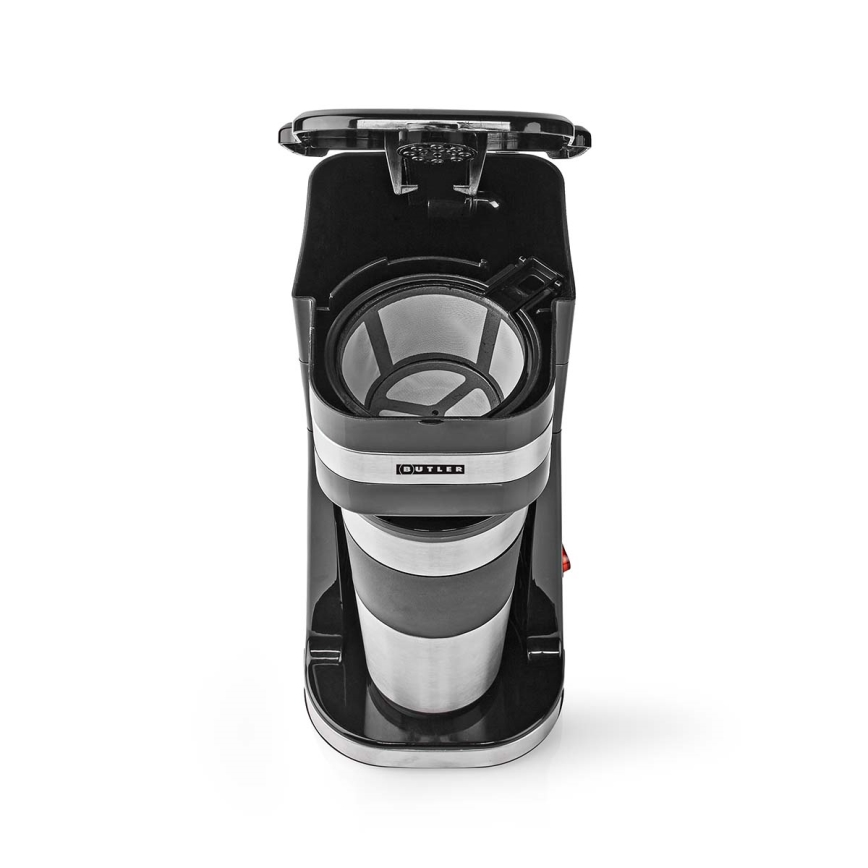 Butler - Кафеварка за една чаша 0,4 л с термо чаша 750W/230V неръждаема стомана/черно
