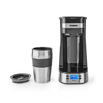 Butler - Кафеварка за една чаша 0,4 l с таймер и термочаша 750W/230V неръждаема стомана/черна