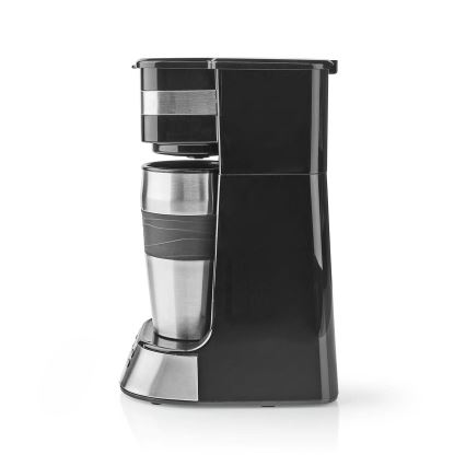 Butler - Кафеварка за една чаша 0,4 l с таймер и термочаша 750W/230V неръждаема стомана/черна