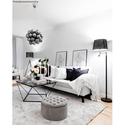 ByRydens - LED подова лампа ORLANDO 1xE27/5W/230V + LED/3W, черна, диаметър 36 см