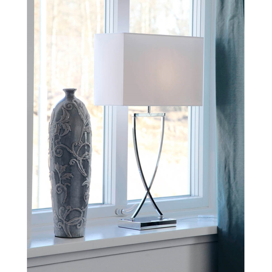 ByRydens - Настолна лампа OMEGA 1xE27/5W/230V бяла/лъскав хром