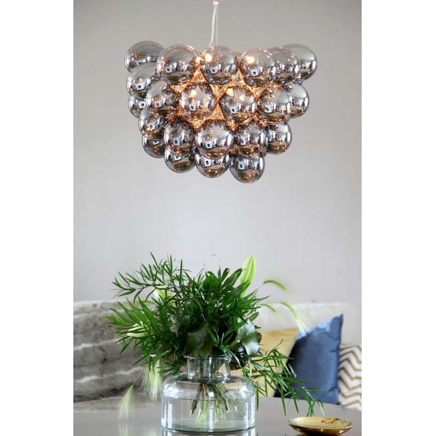 ByRydens - Пендел GROSS 8xG9/4W/230V опушен/черен Ø 50 см