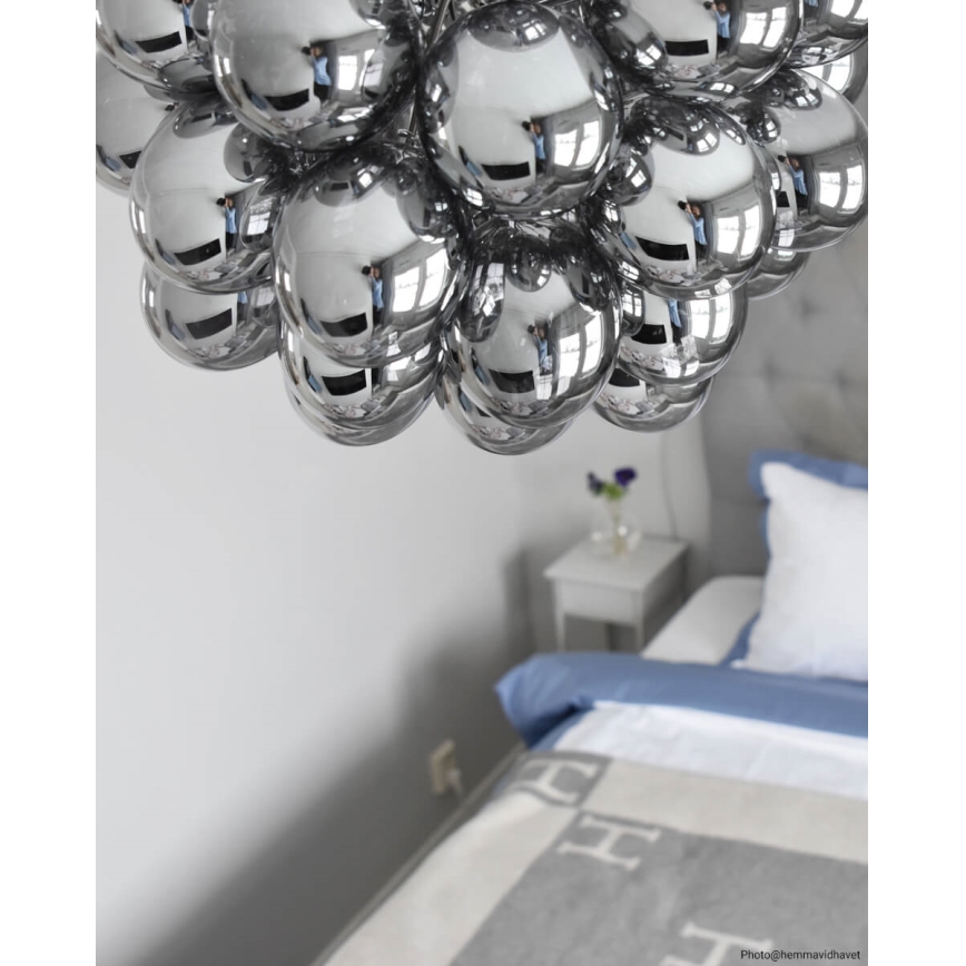 ByRydens - Пендел GROSS 8xG9/4W/230V опушен/черен Ø 50 см