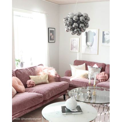 ByRydens - Пендел GROSS 8xG9/4W/230V опушен/черен Ø 50 см