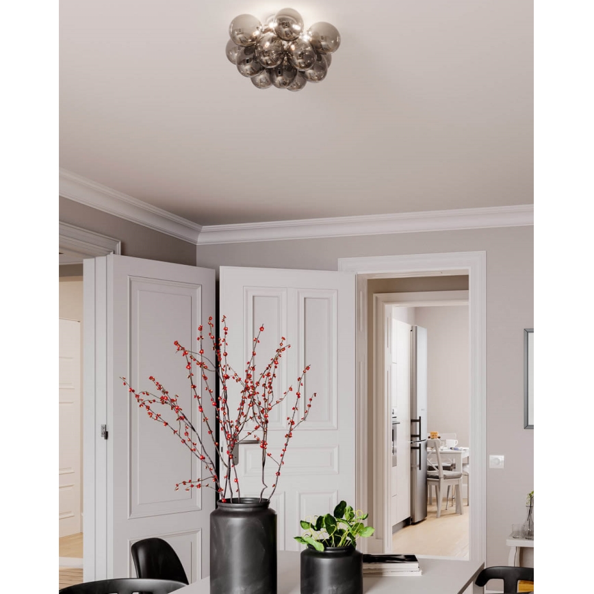ByRydens - Плафон GRANDE 3xG9/4W/230V опушен/черен Ø 30 см