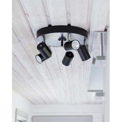 ByRydens - Точково осветително тяло CORRECT 5xGU10/7W/230V черно, диаметър 30 см