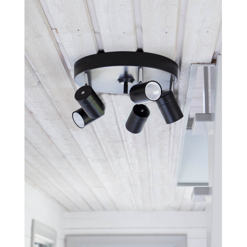 ByRydens - Точково осветително тяло CORRECT 5xGU10/7W/230V черно, диаметър 30 см