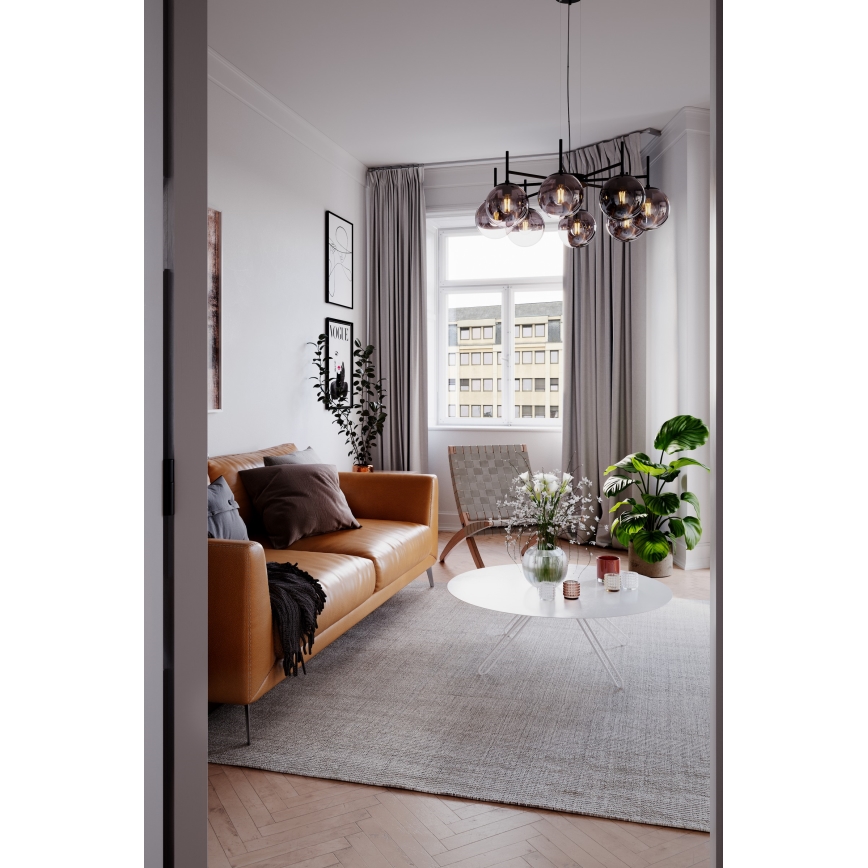 ByRydens - Пендел BOYLE 8xE27/5W/230V опушен/черен Ø 83 см