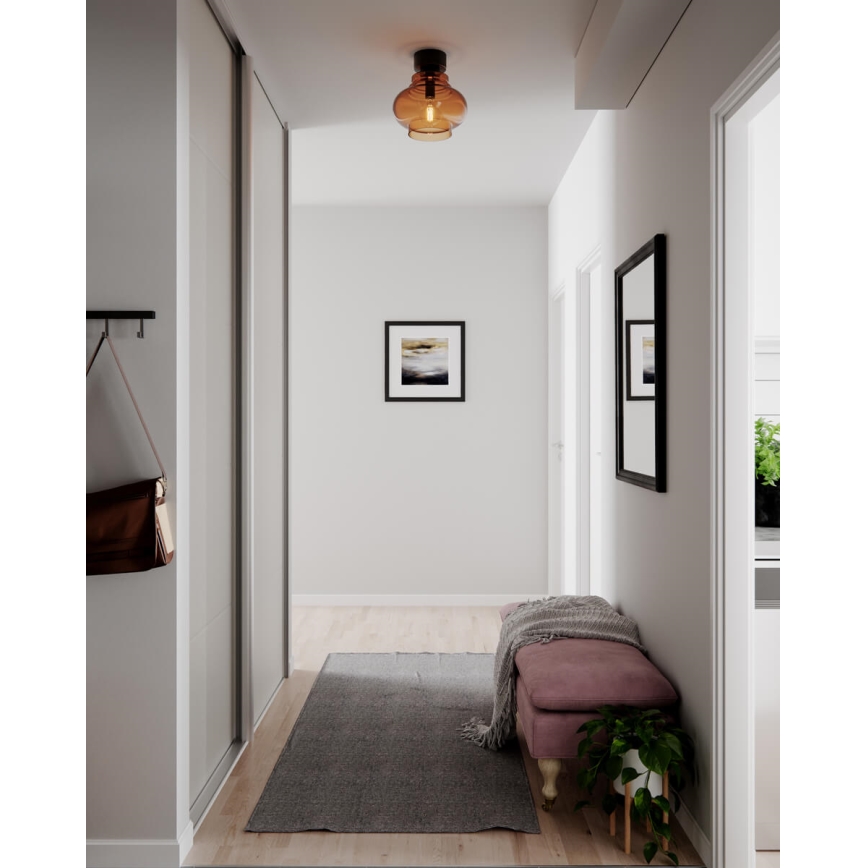 ByRydens - Таванно осветително тяло DOLORES 1xE27/5W/230V Ø 30 см кафяво/димчено