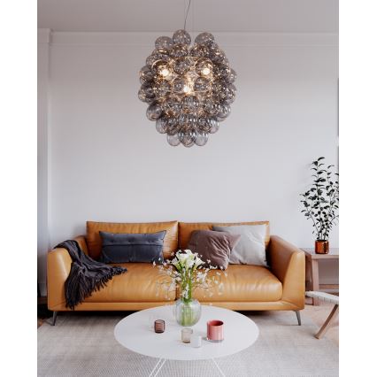 ByRydens - Полилей на кабел DELUXE 4xE14/5W/230V сив/димно