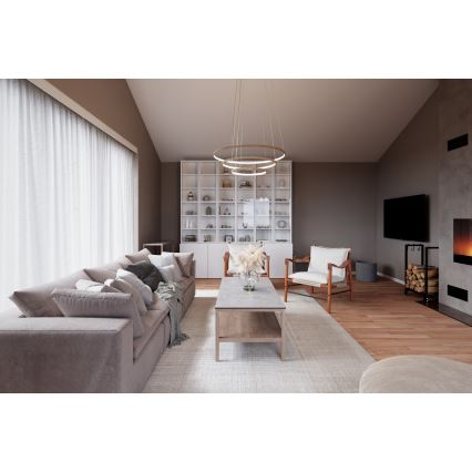 ByRydens - LED полилей на кабел TRIONE LED/45W/230V бежов диам. 80 см