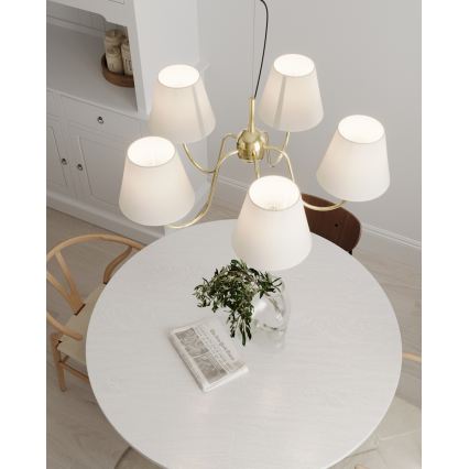 ByRydens - Висящ полилей на кабел LYNF 5xE14/8W/230V месинг/бял
