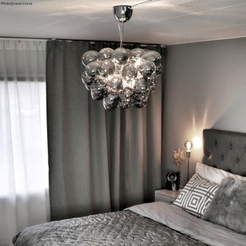 ByRydens - Пендел GROSS 8xG9/4W/230V опушен/черен Ø 50 см