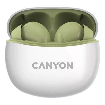 Canyon - Безжичен stereo earphones True Безжичен 500 mAh + 2x 40 mAh бял/зелен