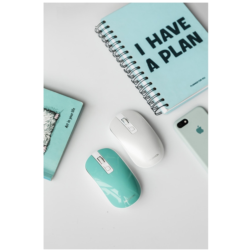 Canyon - Безжична мишка 800/1200/1600 DPI бял